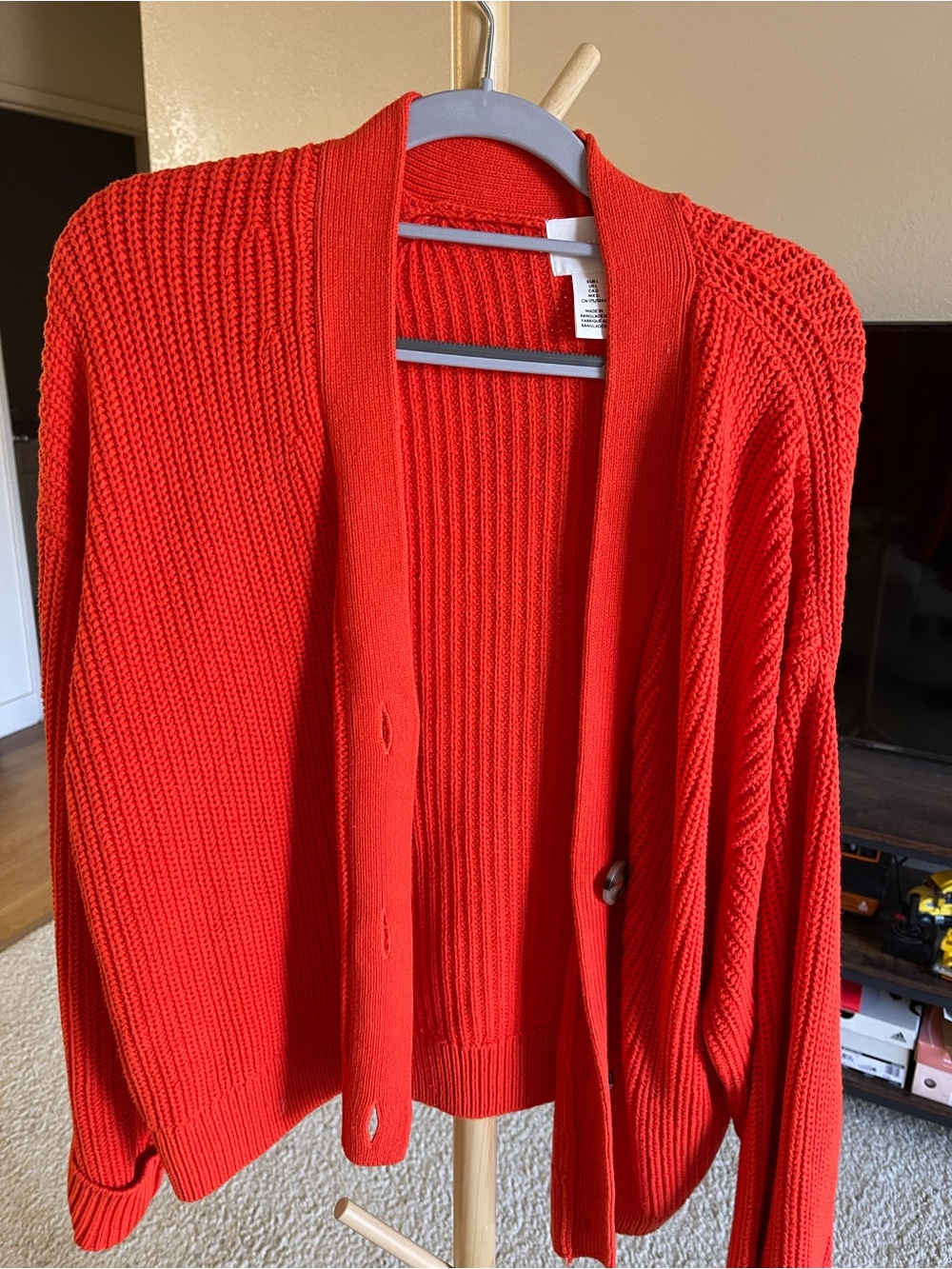 H&M Bright Orange Open-Front Knit Cardigan